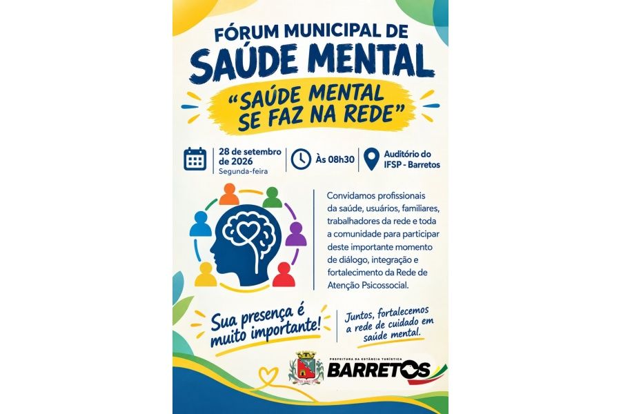 Fórum de saúde mental em Barretos será na segunda-feira, dia 28