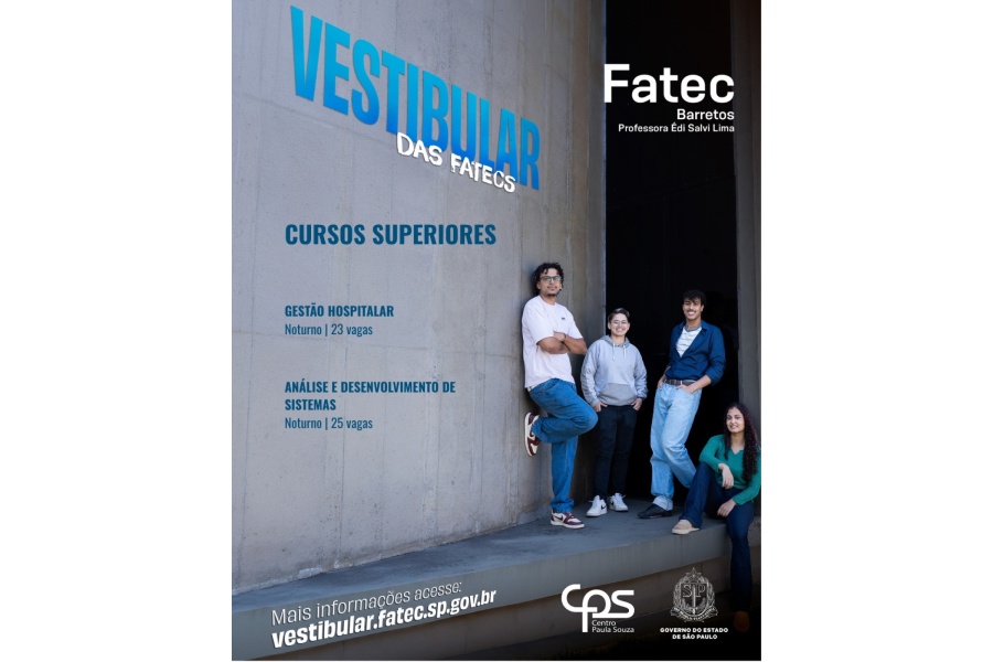 Fatec Barretos 2027: 48 vagas em dois cursos noturnos