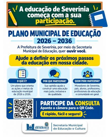 Severínia abre consulta pública para definir prioridades da educação até 2036